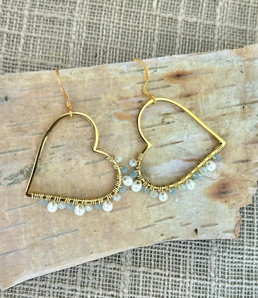 Gold Heart Beaded Earrings