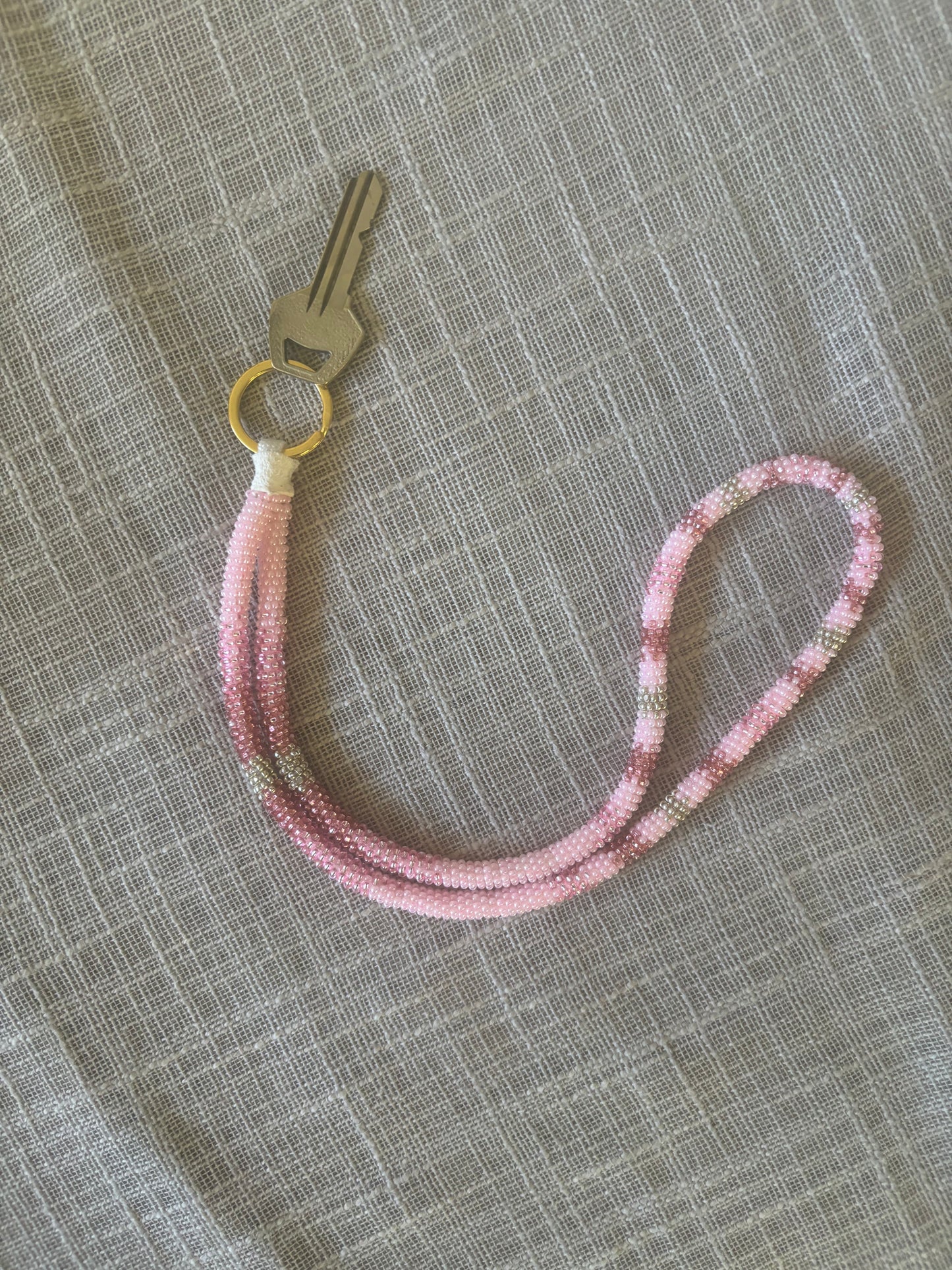 Pink Beaded Lanyard