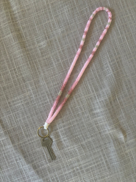 Pink Beaded Lanyard